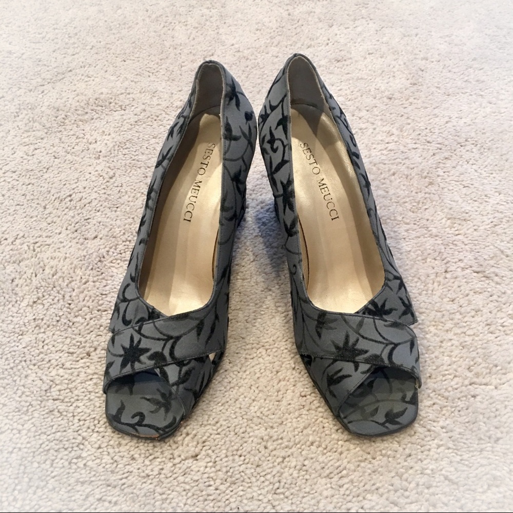 Blue and Black Peep Toes